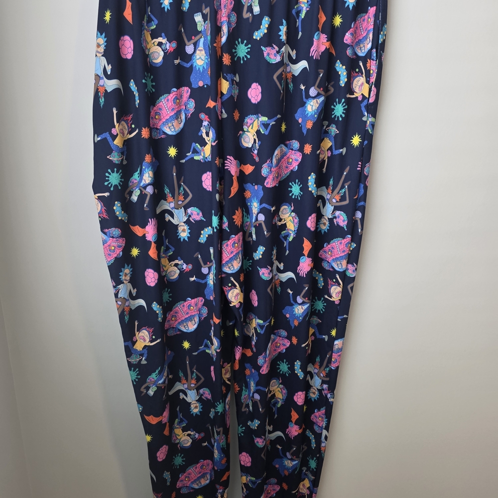 Rick and Morty Lounge Pajama Pants Blue Graphic Joggers Size XL - Picture 6 of 11